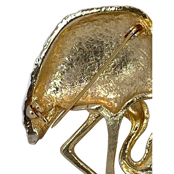 Tropical Pink Rhinestone Crystal Flamingo Mother Baby Chick Enamel Brooch Pin - Picture 4 of 8